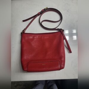 Fossil Red Leather Crossbody